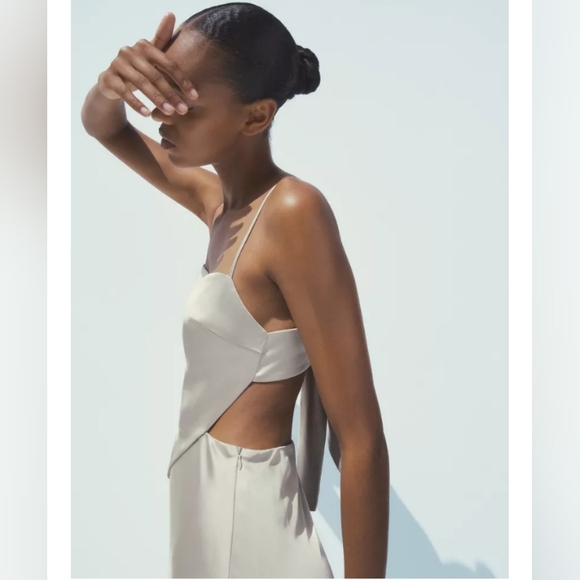 Zara Satin Cowl Neck Dress - Picture 7 of 10